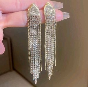 Rhinestone Tassel Drop Earrings